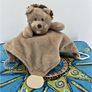 Modern Baby Lion Security Blankie Teether Rattle Blanket Lovey 12.5" x 11.5"